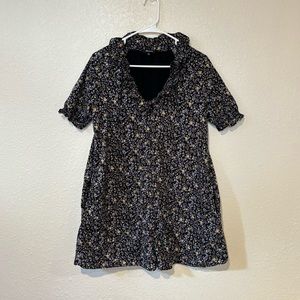Madewell Folkmagic Floral Ruffle Front Trapzeze Mini Dress Extra Small